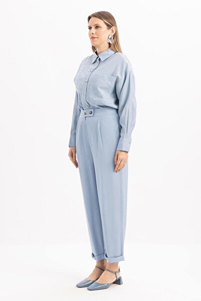 ALLDAY Pantaloni albaștri cu buzunar elastic în talie