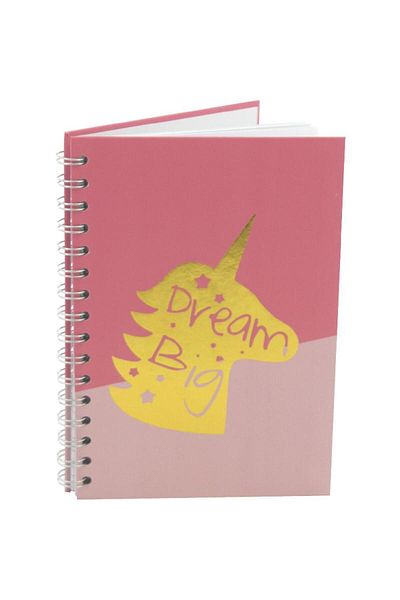 Roco Unicorn “Dream Big” Lined Notebook A5 - 100 Sheets Pink/Gold