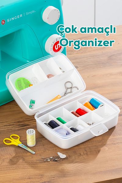 Porsima 1192 12 Compartments Multi-Purpose Organizer Jewelry Buckle Makeup Ring Storage Box Fisherman Material Box White
