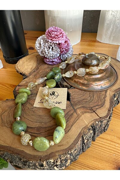 parze doğaltaş قلادة من تصميم اليشم والسيترين