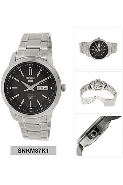 Seiko ساعة 5 Snkm87k1 للرجال باللون الأسود
