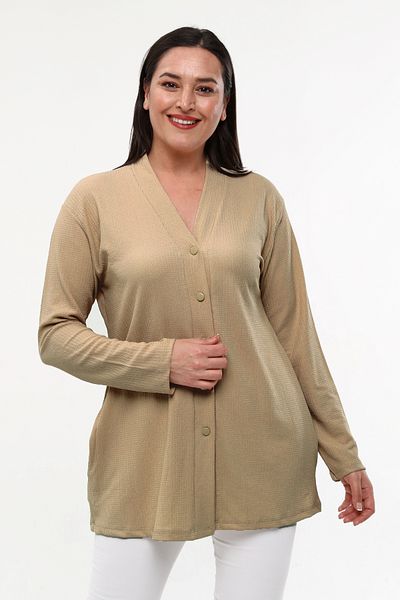Laden Spring Summer Wrinkled Fabric Mother Women's Classic Matte Dark Mink Cardigan
