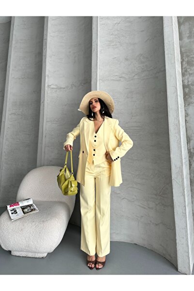 MYGİYİMİSTANBUL jacket vest palazzo pants 3-piece suit