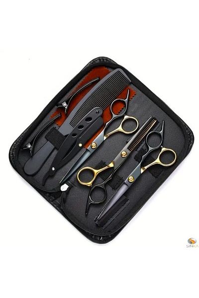 SİNKA Barber Hairdresser Hair Cutting Scissors Set Professional Quality Full Set with Leather Bag