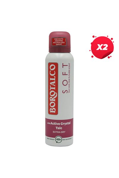 Borotalco X2 - BOROTALCO ANTIPERSPIRANT DEO 150ML SOFT WITH TALCO CRISTALLI ATTIVI