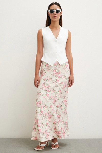 TRENDQUEL Țesătură din satin cu model floral Liliac