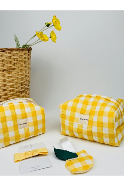 Tiny Sarı kareli Anne/Bebek çantası (normalboy)