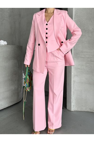 MYGİYİMİSTANBUL jacket vest palazzo pants 3-piece suit