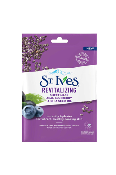 St. Ives قناع ورقي بالاساي والتوت وزيت بذور الشيا المنعش للبشرة من سانت ايفز ...