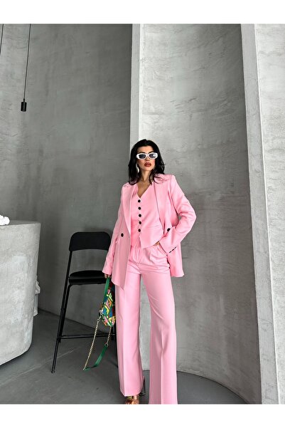 MYGİYİMİSTANBUL jacket vest palazzo pants 3-piece suit