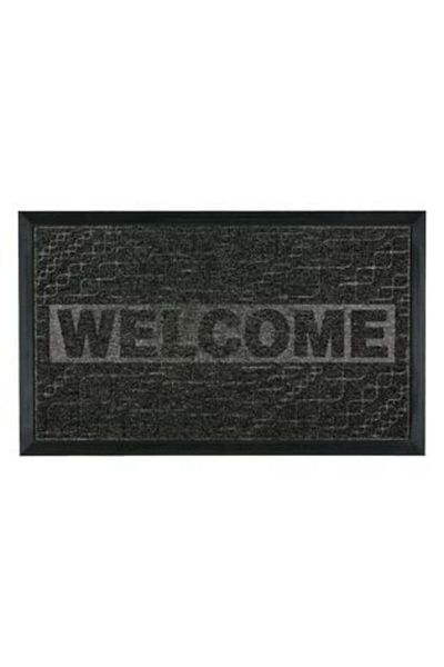 Jumbo Entrance Mat Black with 'Welcome' Message 75 x 45 cm
