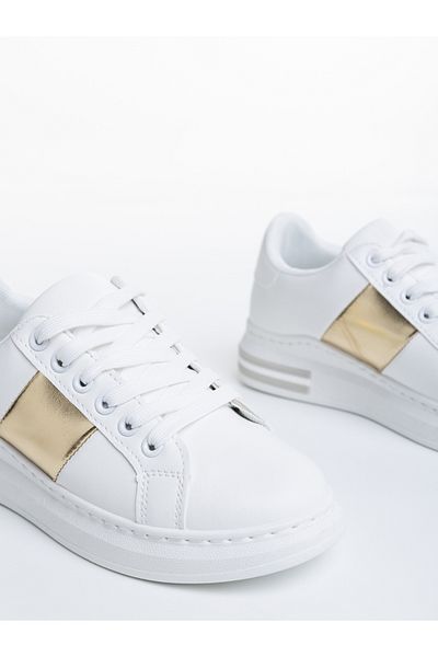 Kalapod Women's white and gold sports shoes made of eco-leather Nedelya