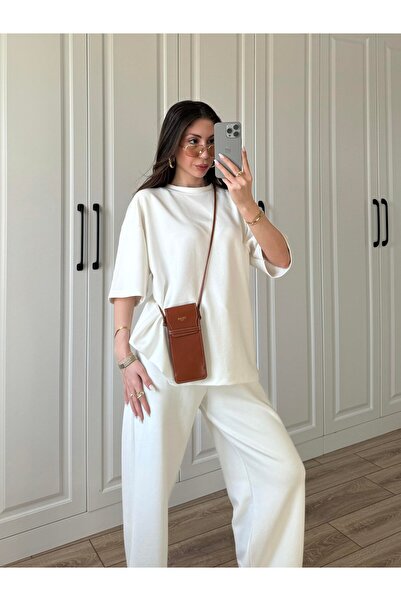 TrendyFashion Women's White Modal Fabric Short Sleeve Tracksuit Set