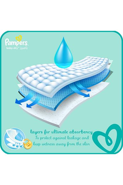 Pampers Baby Dry Taped Diapers, Size 4, 9-18 kg, Baby Lotion with Olive Oil, 104 Diapers