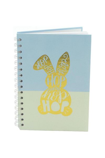 Roco Rabbit Lined Notebook A5 - 100 Sheets Blue/Beige/Gold