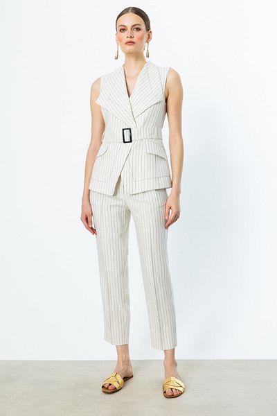 Ekol Striped Cotton Skinny Leg Trousers
