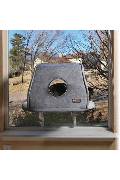 K and H K&H Universal Mount Kitty Sill with Hood Gray 14"x24"