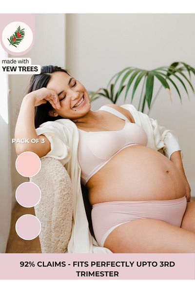 Intimate Queen Yew Tree Bae Maternity Briefs – Silky Soft, Antibacterial Calm, Full-Coverage Comfort (Pack Of 3)