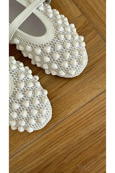 Eataly Shoes Бели мрежести балерини с мъниста