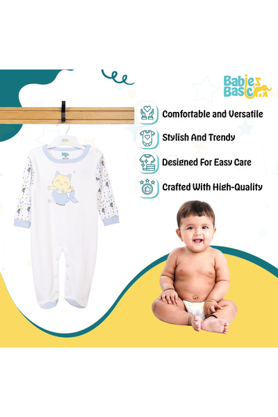 Babies Basic 100% Cotton Printed Long Sleeves Jumpsuit/Romper/Sleepsuit for babies