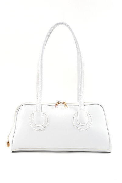 SHAKA Beyaz Shk227 Kırışık Dokulu,Suni Deri, Fermuarlı ,Tek Bölmeli ,Askılı E...