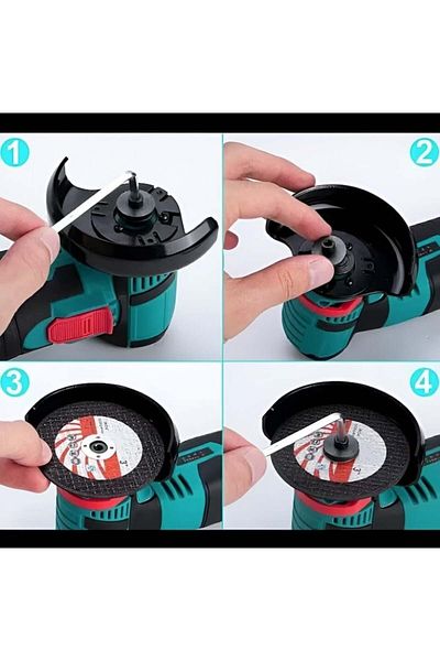 FOXMAG24 Electric angle grinder, 750W, 19500 rpm, 2×12V batteries, 2 discs, charging station, portable, black