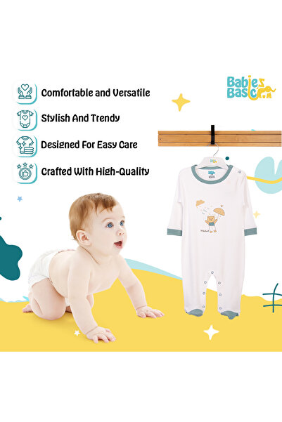 Babies Basic 100% Cotton Printed Long Sleeves Jumpsuit/Romper/Sleepsuit for babies