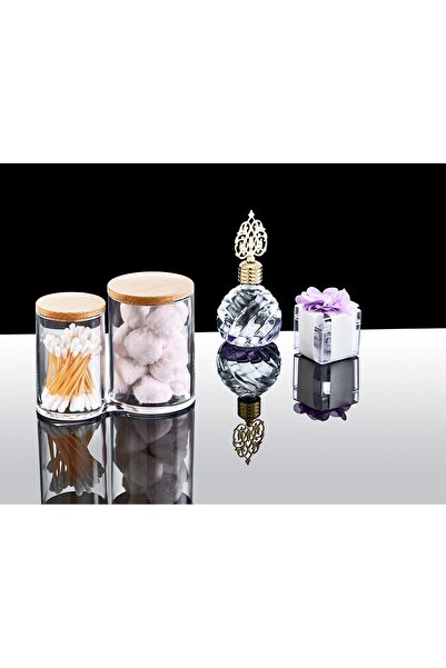 ROYALGROSS Twin Cotton Ball Organizer with Wooden Lid – Makeup Organizer