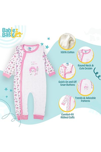 Babies Basic 100% Cotton Printed Long Sleeves Jumpsuit/Romper/Sleepsuit for babies