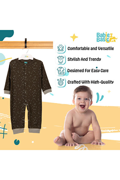 Babies Basic 100% Cotton Printed Long Sleeves Jumpsuit/Romper/Sleepsuit for babies