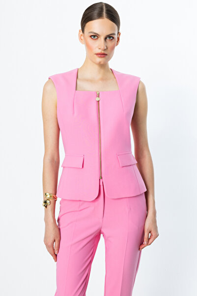 Ekol Kare Yaka Fermuarlı Yelek