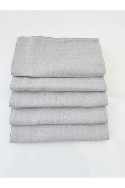 Jaju Baby Gray Muslin 5 Pieces Mouth Cloth Back Cloth Shoulder Cloth Multi-Purpose Newborn Cloth