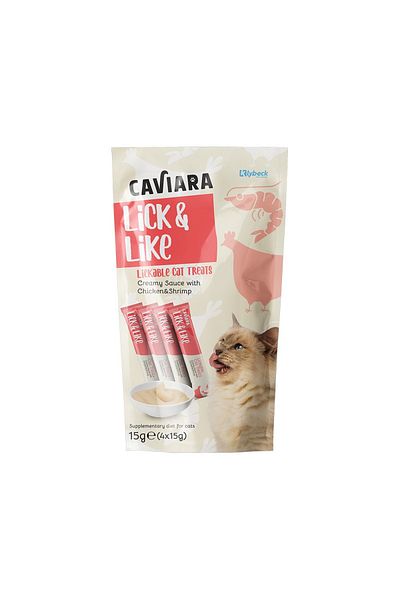 Caviara Lick & Like Creamy Sauce with Chicken and Shrimp Lickable Cat Treats - 4 x 15 g