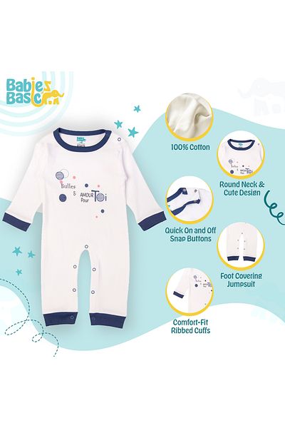 Babies Basic 100% Cotton Printed Long Sleeves Jumpsuit/Romper/Sleepsuit for babies