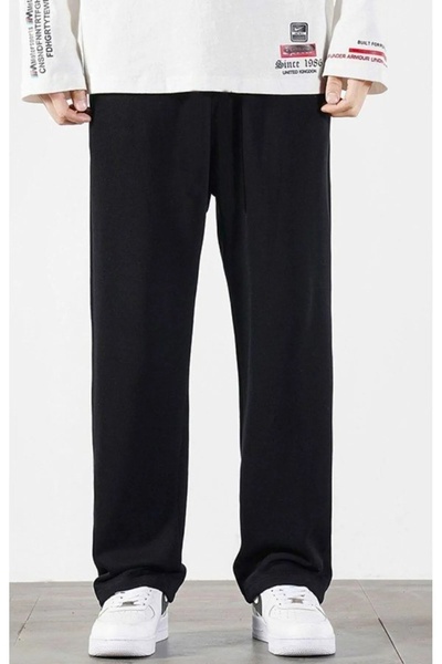 LOSMARY ERKEK SİYAH ESNEK RAHAT KALIP DÜZ PAÇA EŞOFMAN ALTI