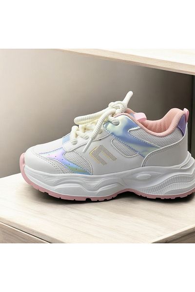 JOJO KIDS Girl's Hidden Velcro Lace-Up Sneakers, Light Sneaker
