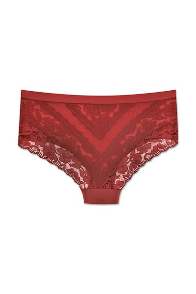 ZENA UNDERWEAR Chiloți de damă cu talie înaltă elastică cu detaliu din tul din dantelă