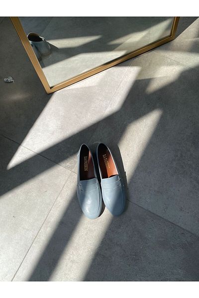 LA PASSION Genuine Leather Blue Women's Loafer Shoes
