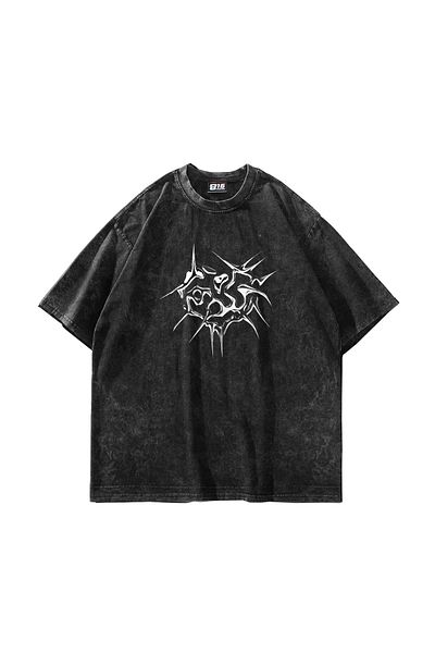 Sekizbiraltı I Love You Printed Oversize Unisex Washable Black Tshirt
