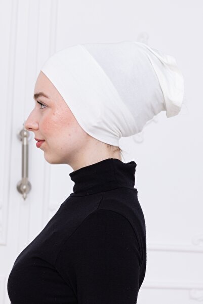 Loggia Practical Tube Bonnet Ecru Snap-On - Non-Slip Front Seamless Women's Hijab Ready Underwear Bonnet