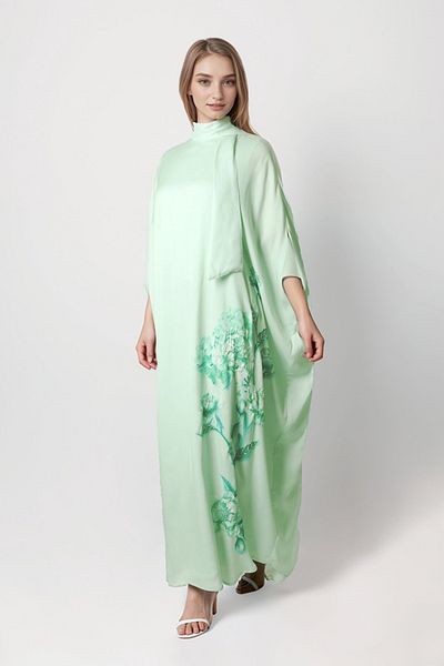 femi9 High collar crepe kaftan