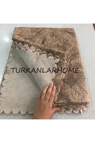 turkanlarhome Sofa Bed Cover Brown Vein Patterned Non-Slip Base Sponge Top Fabric Velvet