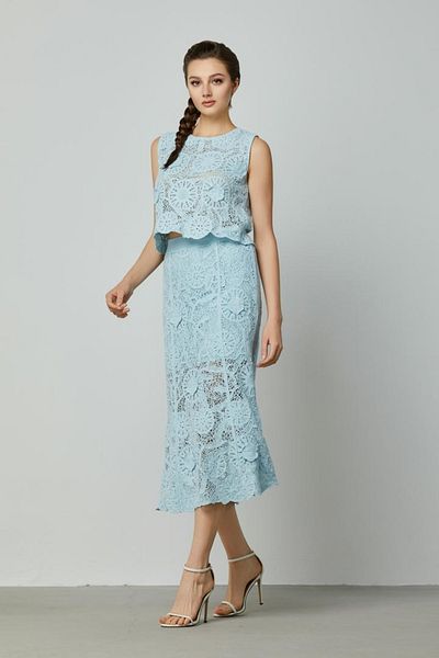 femi9 Floral Crochet A-Line Skirt