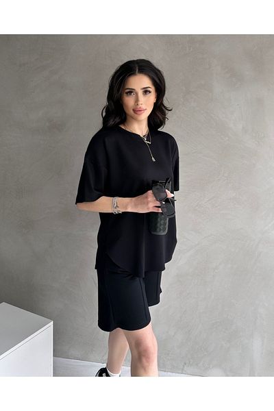 PENTHİLUS Women's Plus Size Short Sleeve Modal Tracksuit Set Cool Design, Shorts, Soft Fabric and Lace-Up