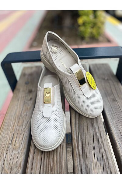 Mammamia D25Ya-7270 Günlük Krem Deri Comfort Kadın Ayakkabı