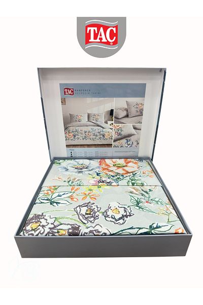Taç Fiora Gray Ranforce Double Duvet Cover Set 200X220 cm