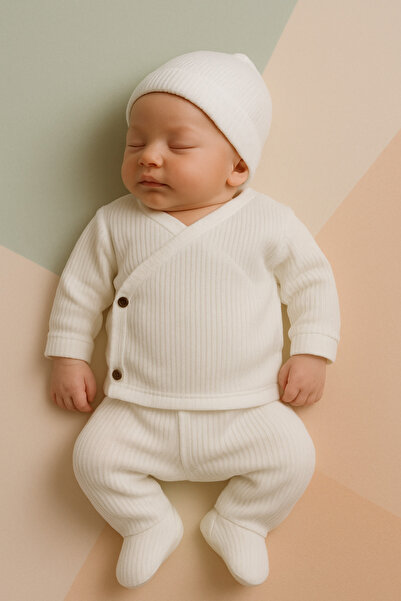 BYS BABY FASHION % 100 Organik Pamuklu 7'li Kız-Erkek Bebek Hastane Çıkış Zıb...