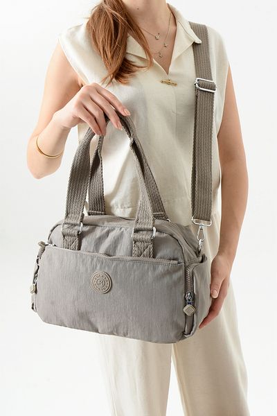Just Polo Unisex Women's 2-Eye Waterproof Imported Crinkle Fabric Adjustable Cross Strap Hand and Shoulder Bag