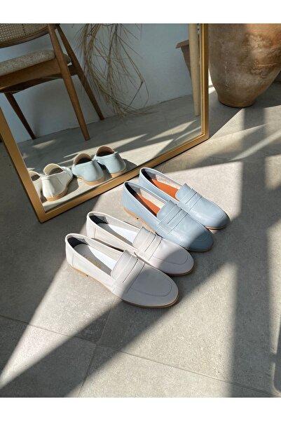 LA PASSION Deri Beyaz Kadın loafer ayakkabı