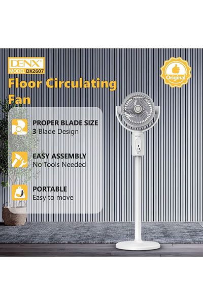 Denx Portable Oscillating Fan with Remote Control, Timer, Fine Mist, 5 Speeds, Foldable DX2607
